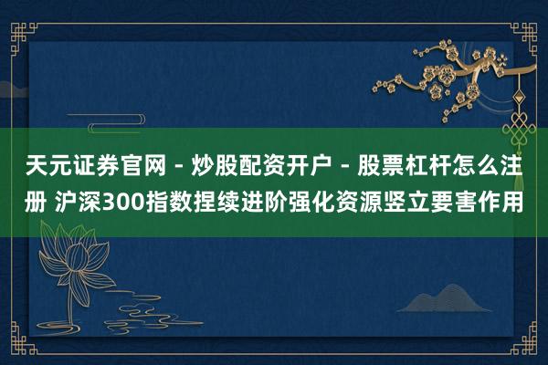 天元证券官网 - 炒股配资开户 - 股票杠杆怎么注册 沪深300指数捏续进阶强化资源竖立要害作用