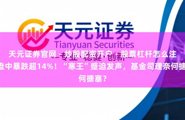 天元证券官网 - 炒股配资开户 - 股票杠杆怎么注册 盘中暴跌超14%！“寒王”蹙迫发声，基金司理奈何搪塞？