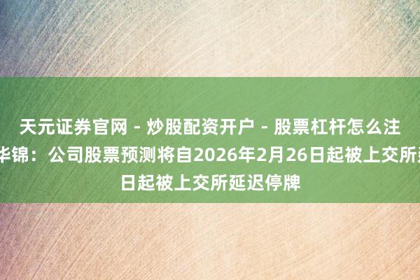 天元证券官网 - 炒股配资开户 - 股票杠杆怎么注册 ST新华锦：公司股票预测将自2026年2月26日起被上交所延迟停牌