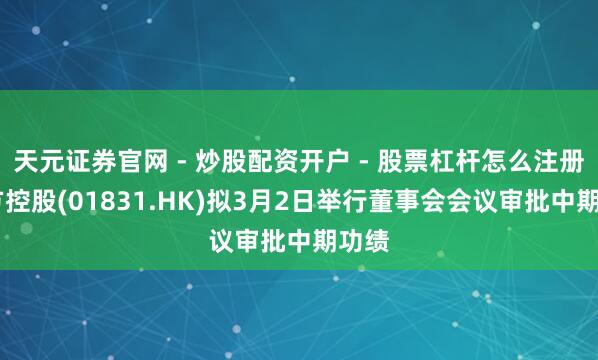 天元证券官网 - 炒股配资开户 - 股票杠杆怎么注册 十方控股(01831.HK)拟3月2日举行董事会会议审批中期功绩