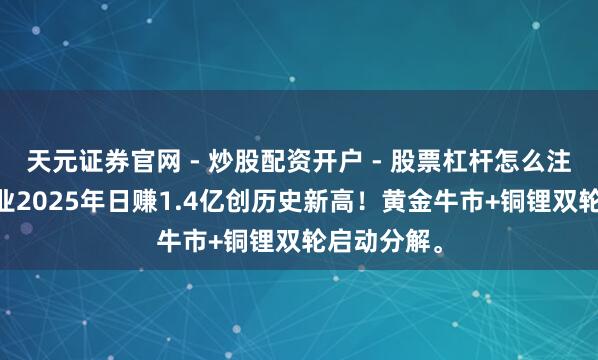 天元证券官网 - 炒股配资开户 - 股票杠杆怎么注册 紫金矿业2025年日赚1.4亿创历史新高！黄金牛市+铜锂双轮启动分解。