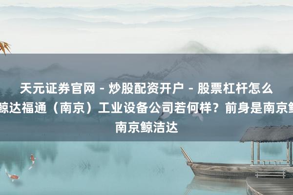 天元证券官网 - 炒股配资开户 - 股票杠杆怎么注册 鲸达福通（南京）工业设备公司若何样？前身是南京鲸洁达