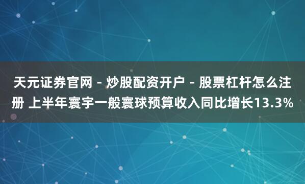天元证券官网 - 炒股配资开户 - 股票杠杆怎么注册 上半年寰宇一般寰球预算收入同比增长13.3%